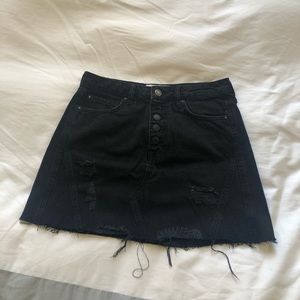 Free People Black Denim Skirt